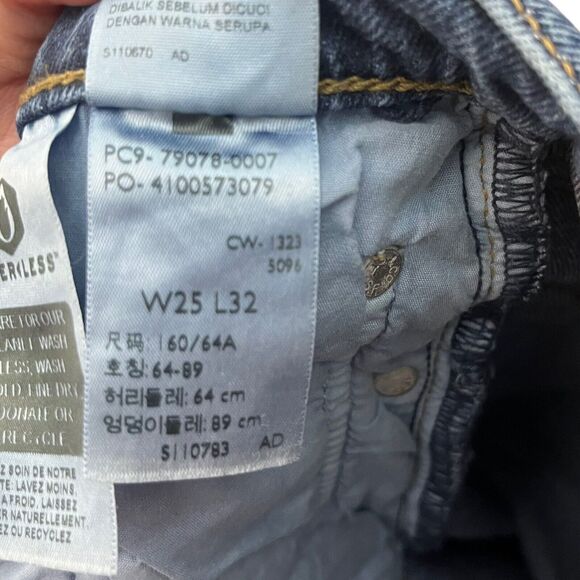 Levi's Premium Ribcage Straight Ankle Raw Hem High Rise Jeans Women 25 Hemmed - Picture 11 of 13